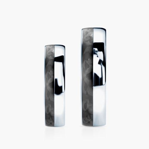 Obrączki ślubne: carbon, srebro, półokrągłe, 6 mm